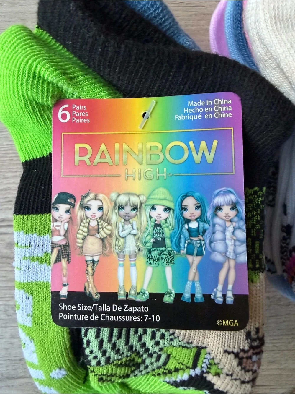 Rainbow High Girls 6-Pair Ankle Socks Bundle 12 Pairs Total NWT Shoe Size 7-10